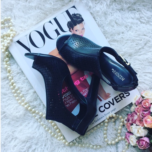 Merona Shoes - BNIB | Black Open Toe Buckle & Zipper Detail Heels